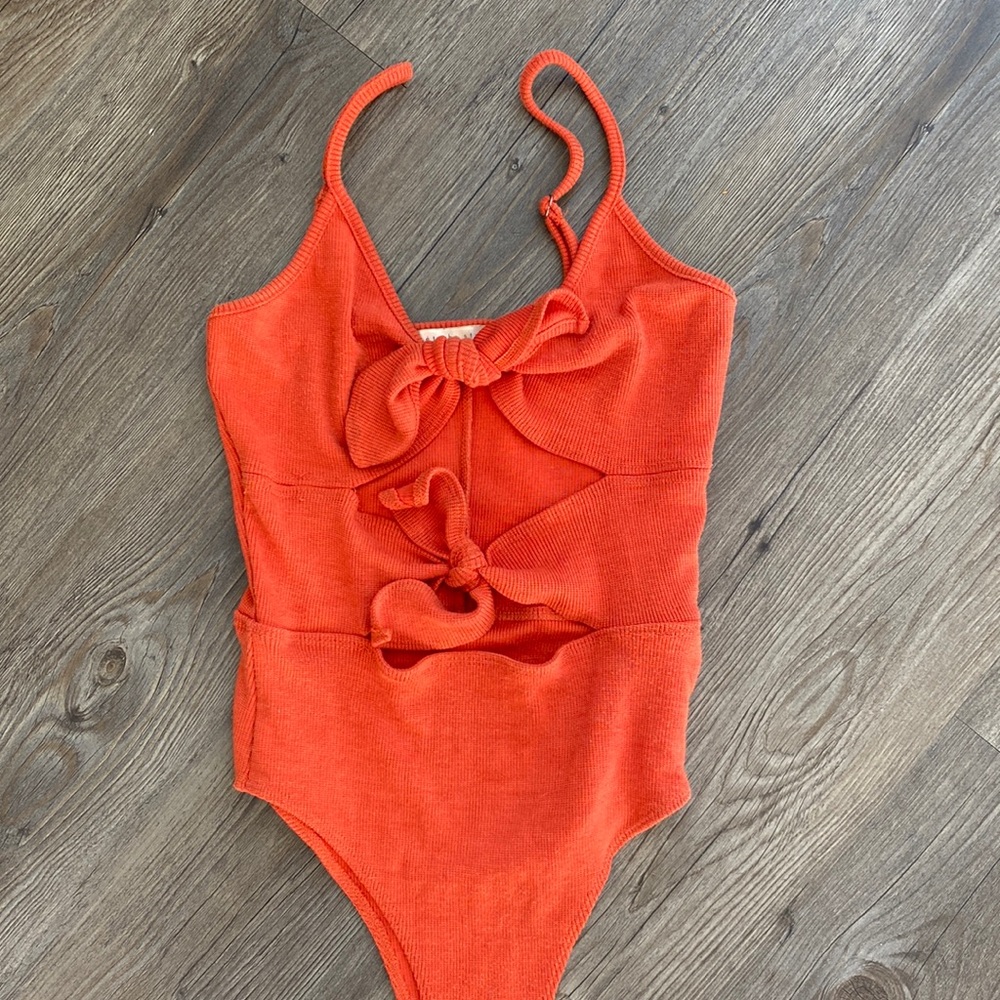 Etophe Orange Cut-out Bodysuit - Small